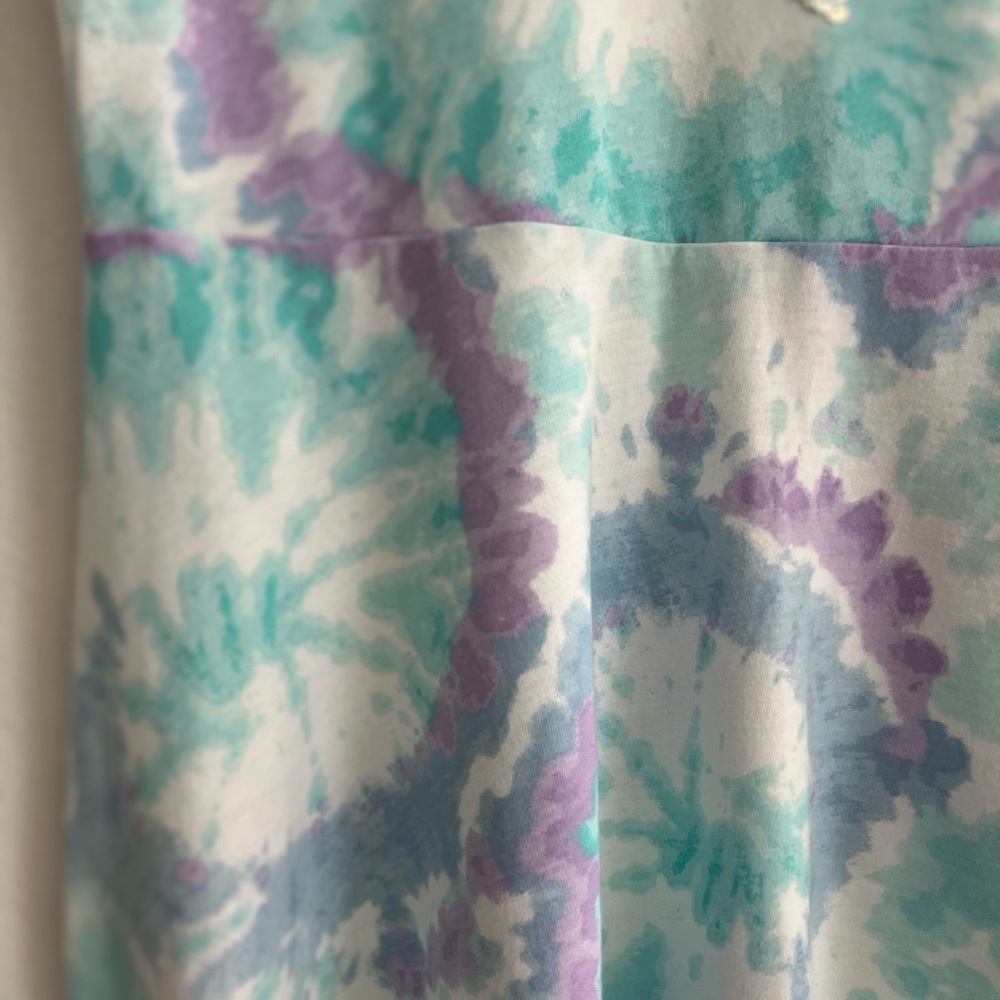 Blue and Green tye-dye Casual Sundress with Scoop Neck - Picture 4 of 16